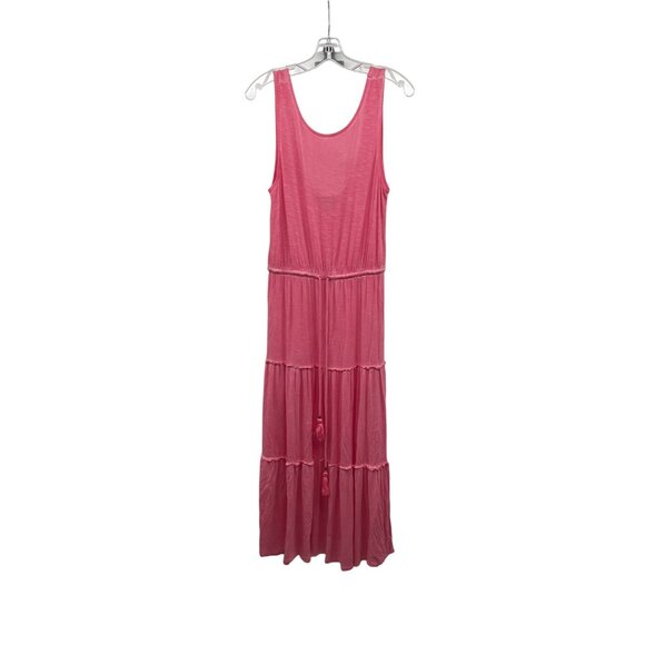 Knox Rose Womens Maxi Dress Sleeveless Tiered Pink Size Small Belted - Picture 1 of 9
